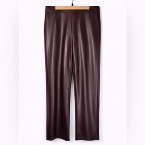 LOFT Faux Leather Wide-Leg Pants – Burgundy / Merlot